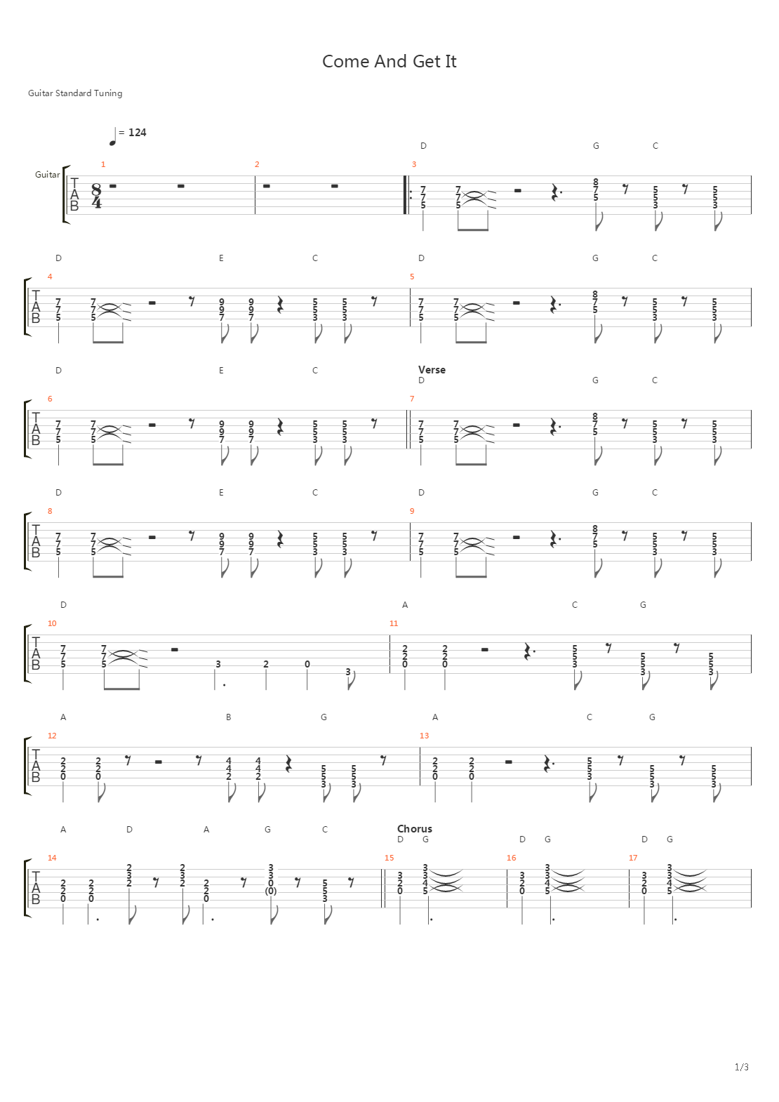 Come And Get It吉他谱