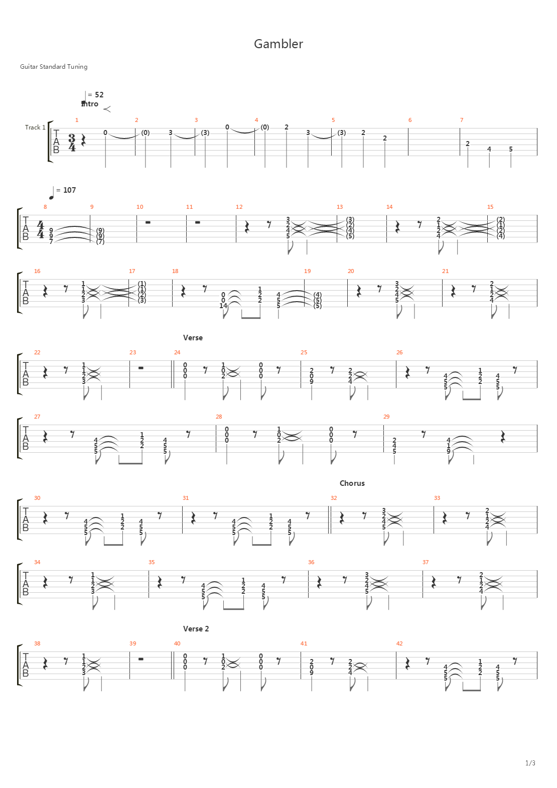 Gambler吉他谱