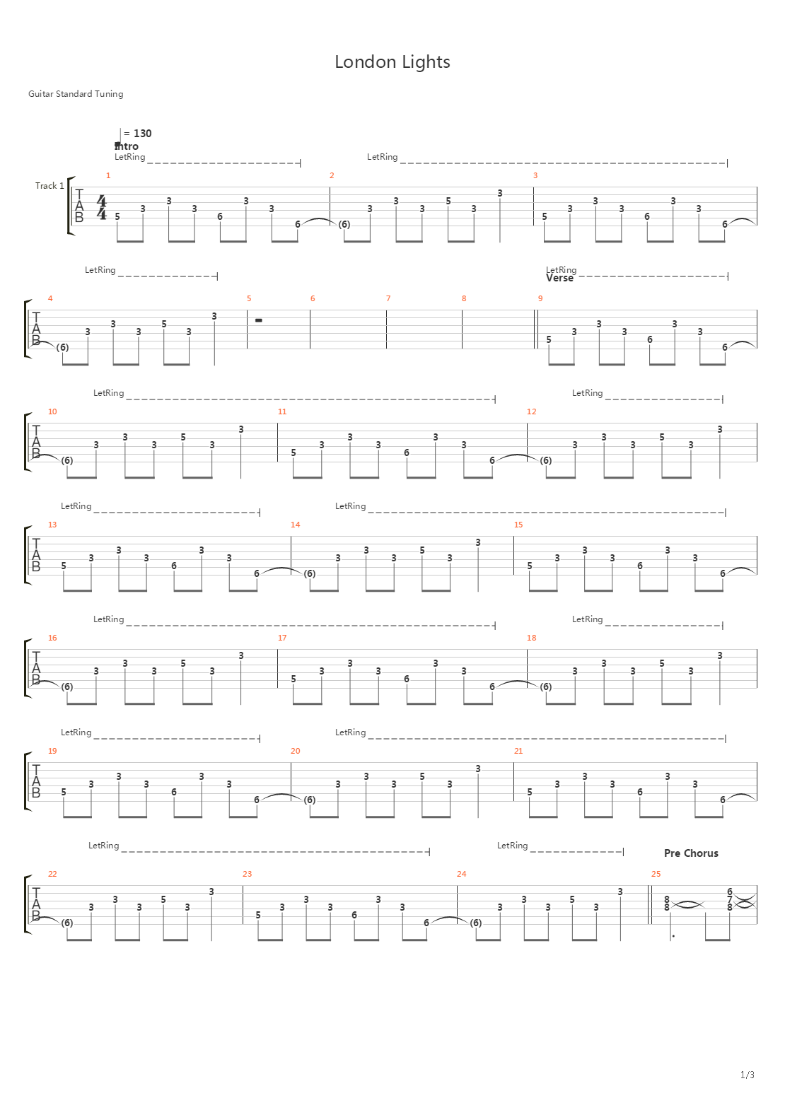 London Lights吉他谱