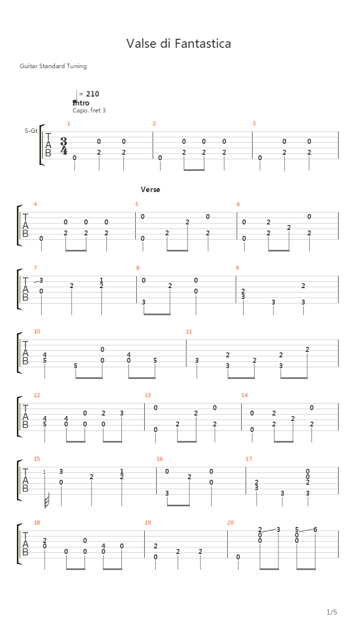 Valse Di Fantastica吉他谱