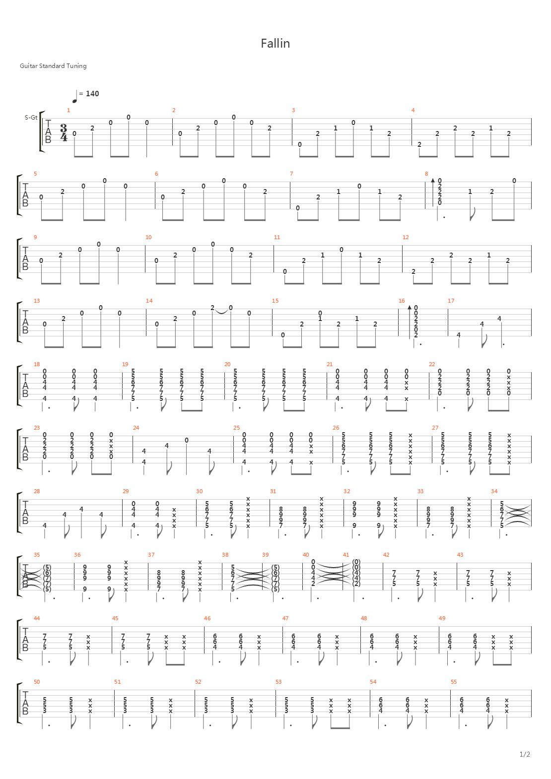 Fallin吉他谱