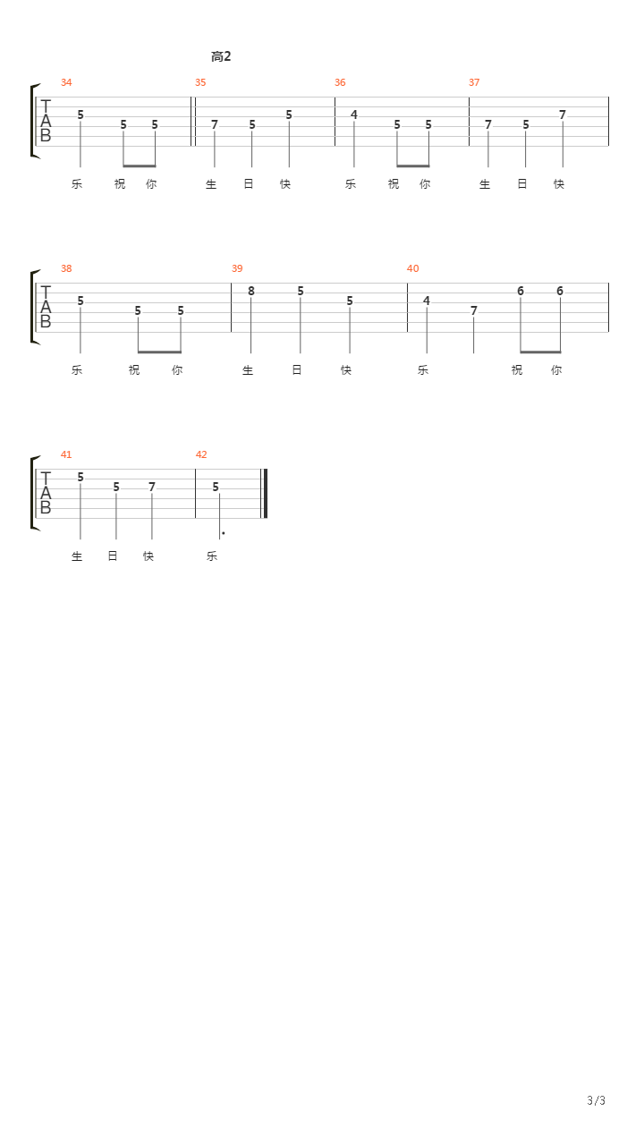 OD琴行【祝你生日快乐】双吉他GTP【初级】吉他谱