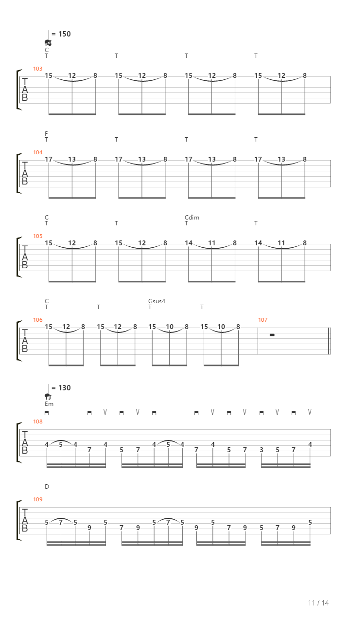 地狱训练 第五册 全章节精编GTP STAGE 1 [精品] （本网首发）吉他谱