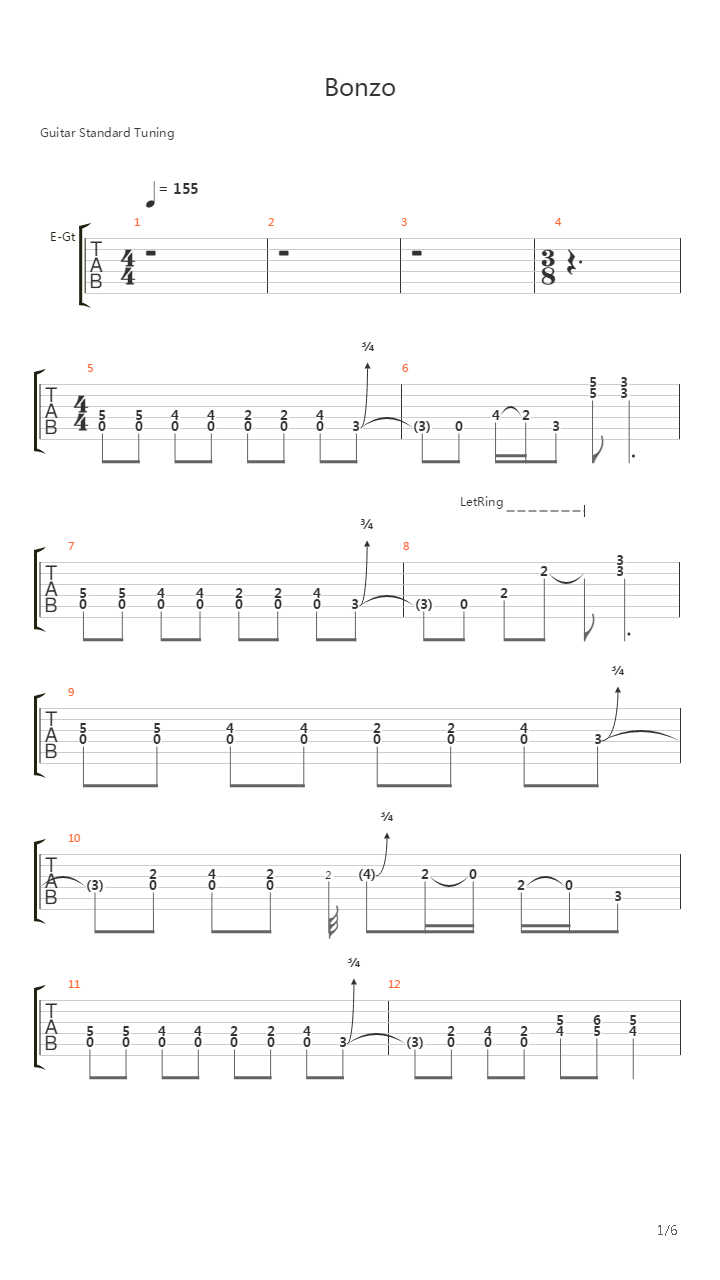 【总谱】Bonzo（solo自扒）吉他谱