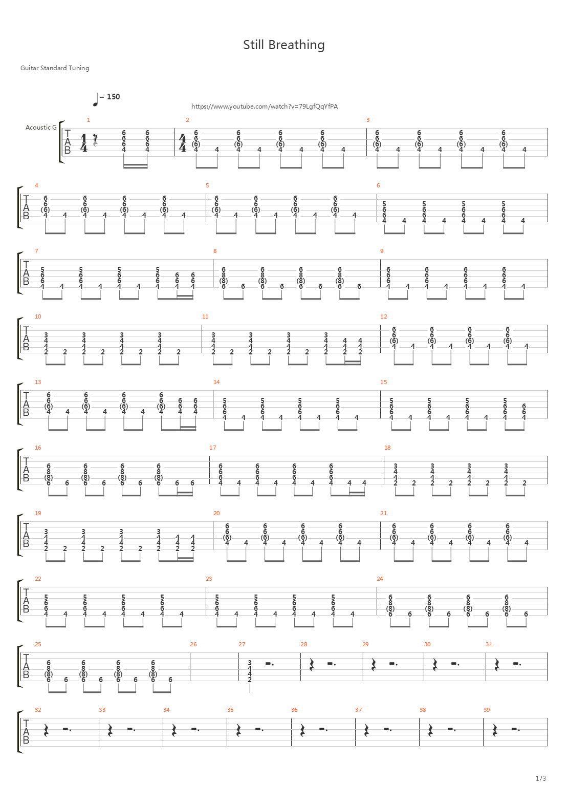 Still Breathing吉他谱