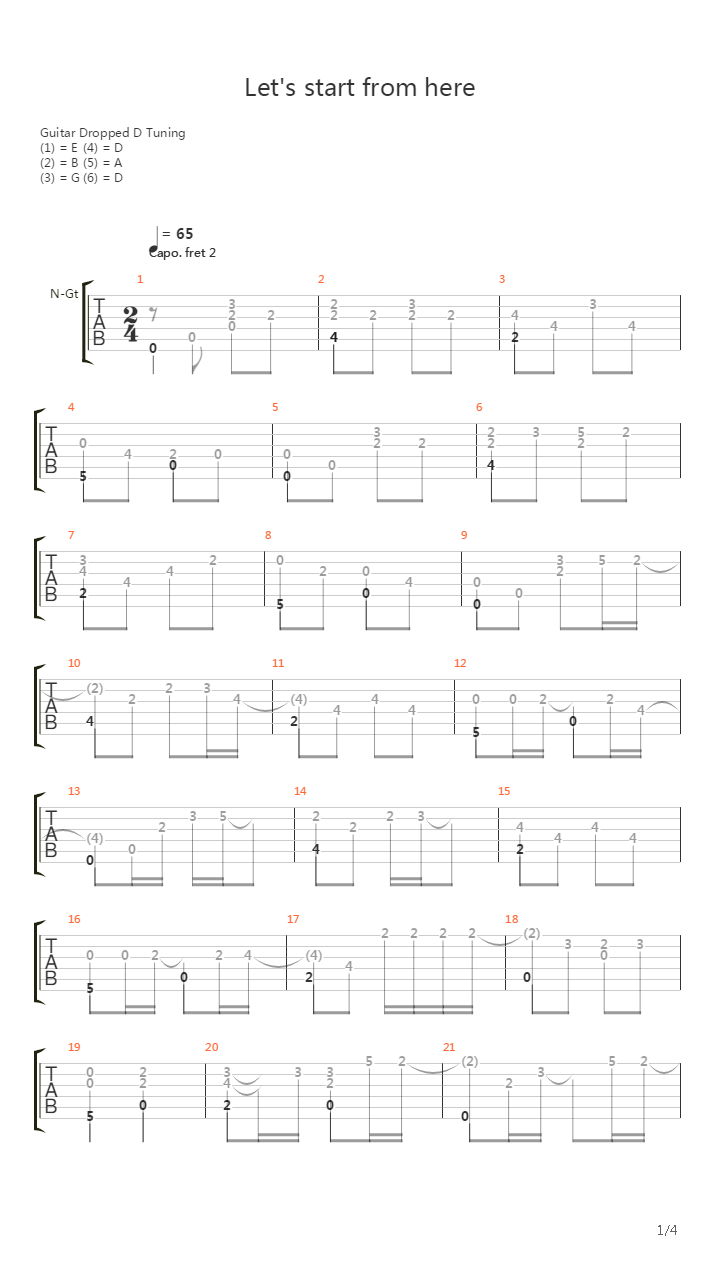让我们从这里开始吉他谱