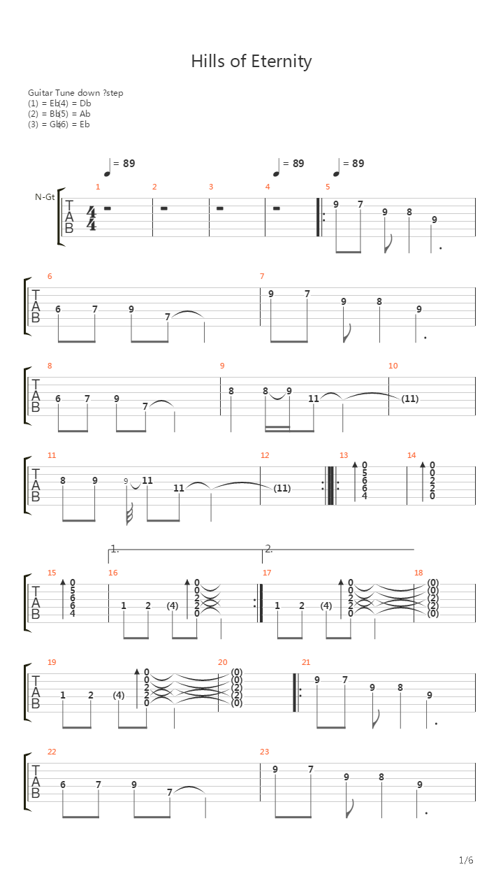 Hills Of Eternity（带鼓声）吉他谱