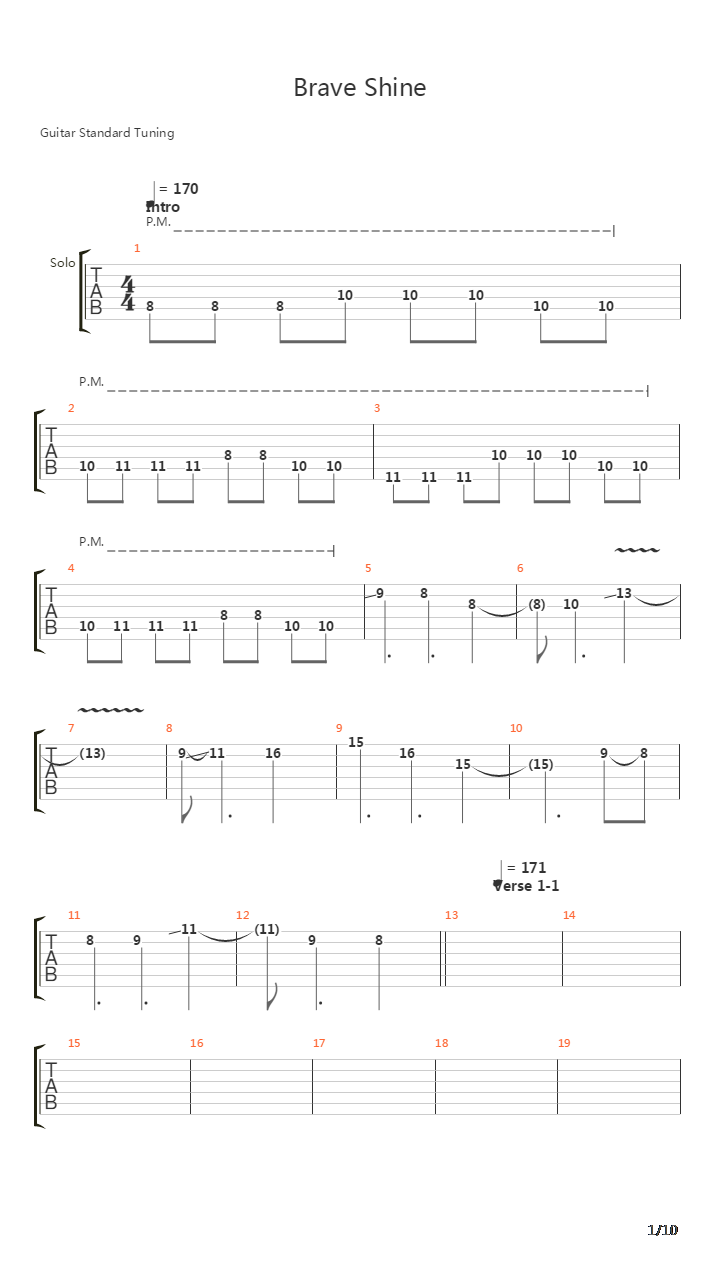 Brave Shine吉他谱