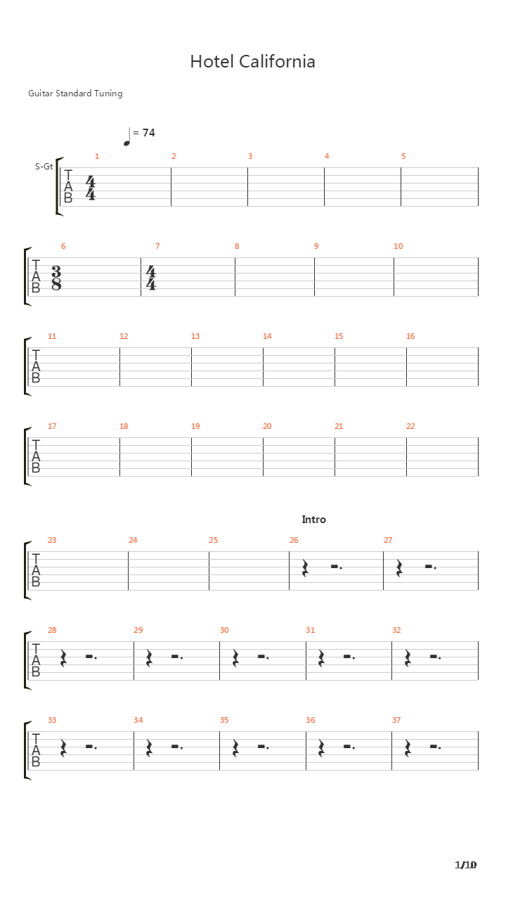 Hotel California(加州旅馆 1994纽约演唱会)吉他谱