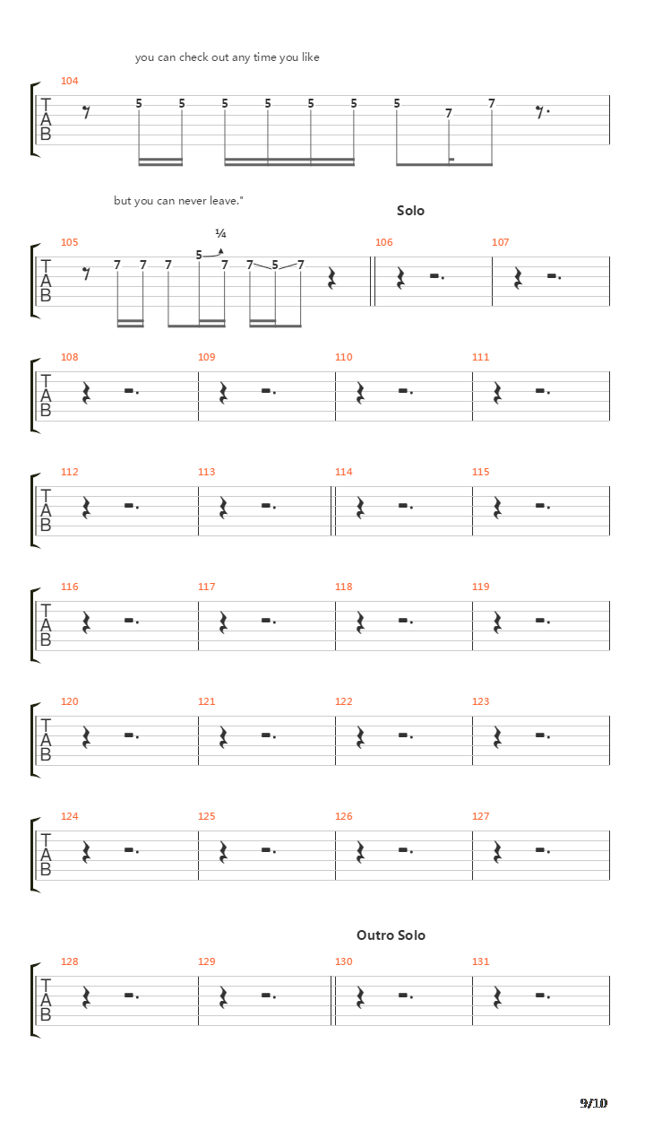 Hotel California(加州旅馆 1994纽约演唱会)吉他谱