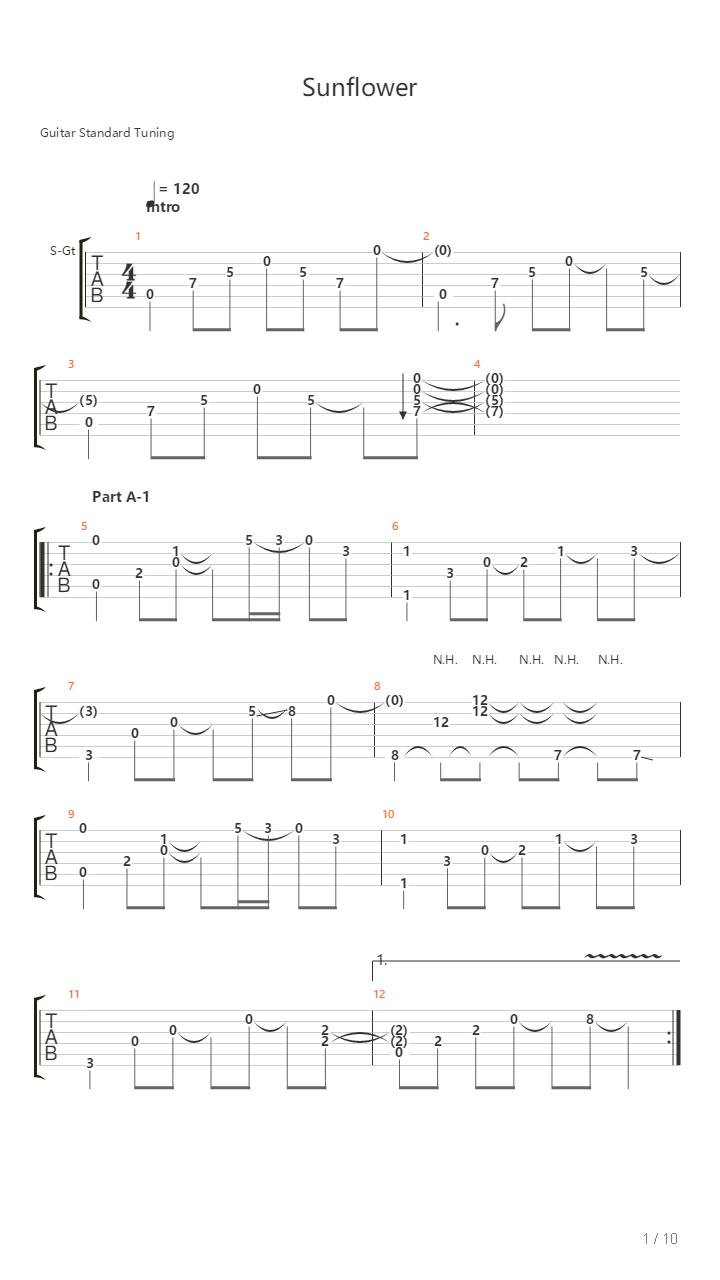 Sunflower(太阳花)吉他谱