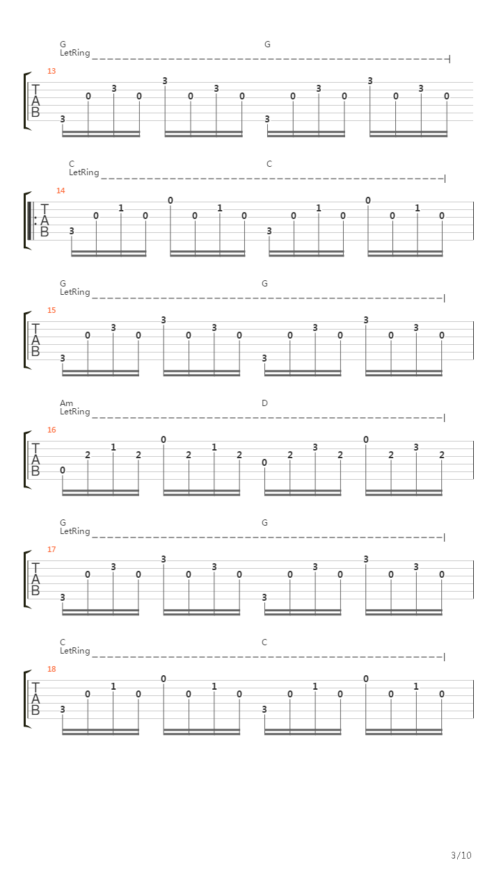 河流吉他谱