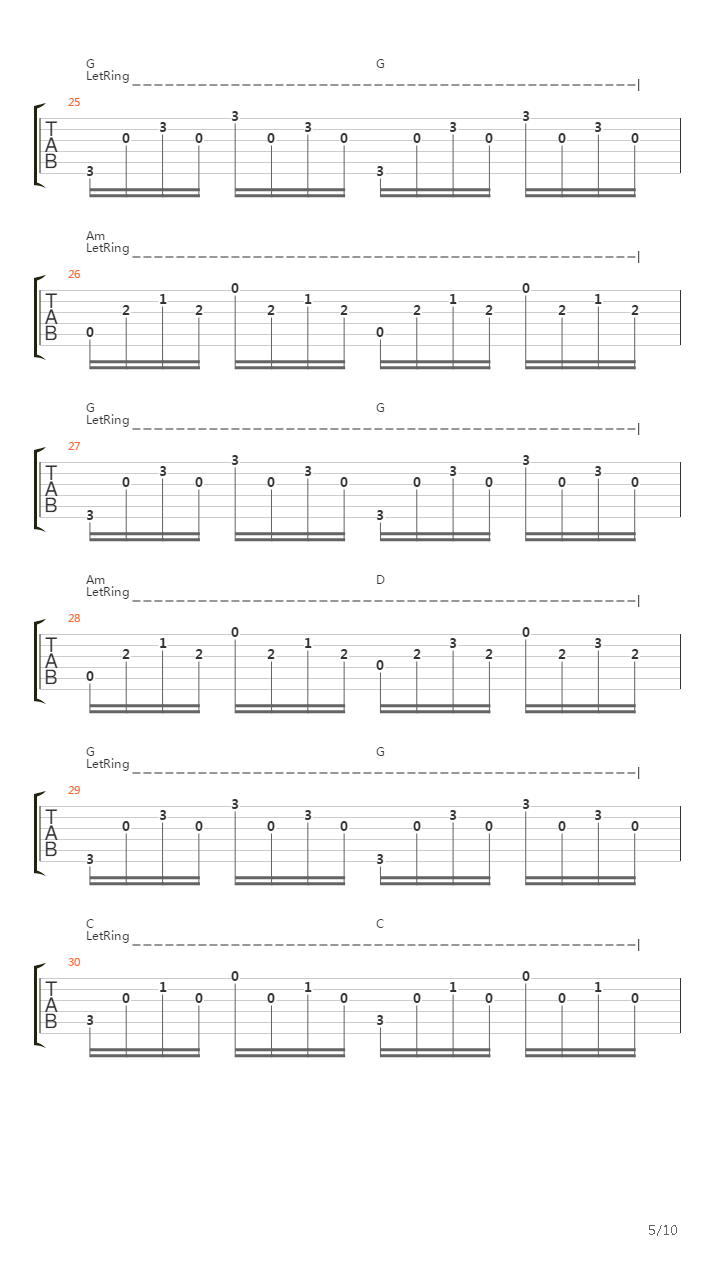 河流吉他谱