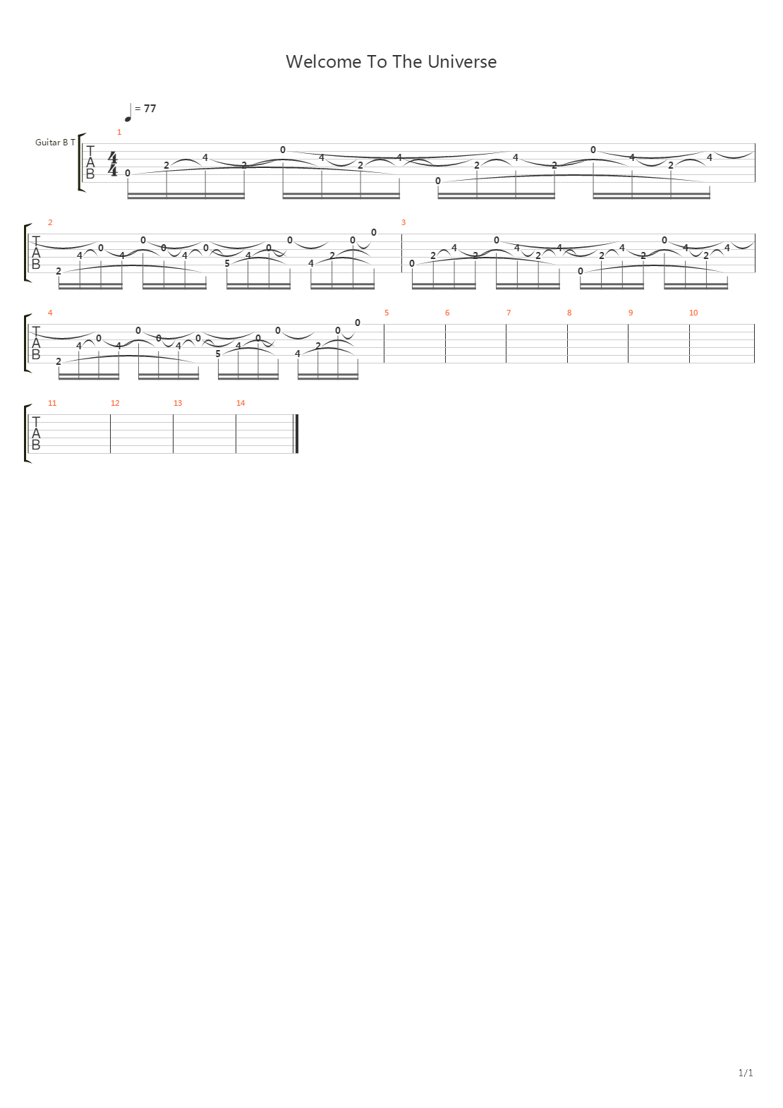 Welcome To The Universe吉他谱