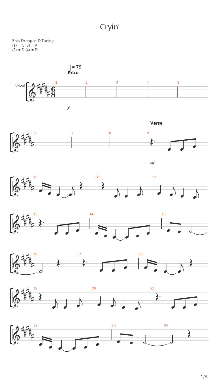 Cryin吉他谱