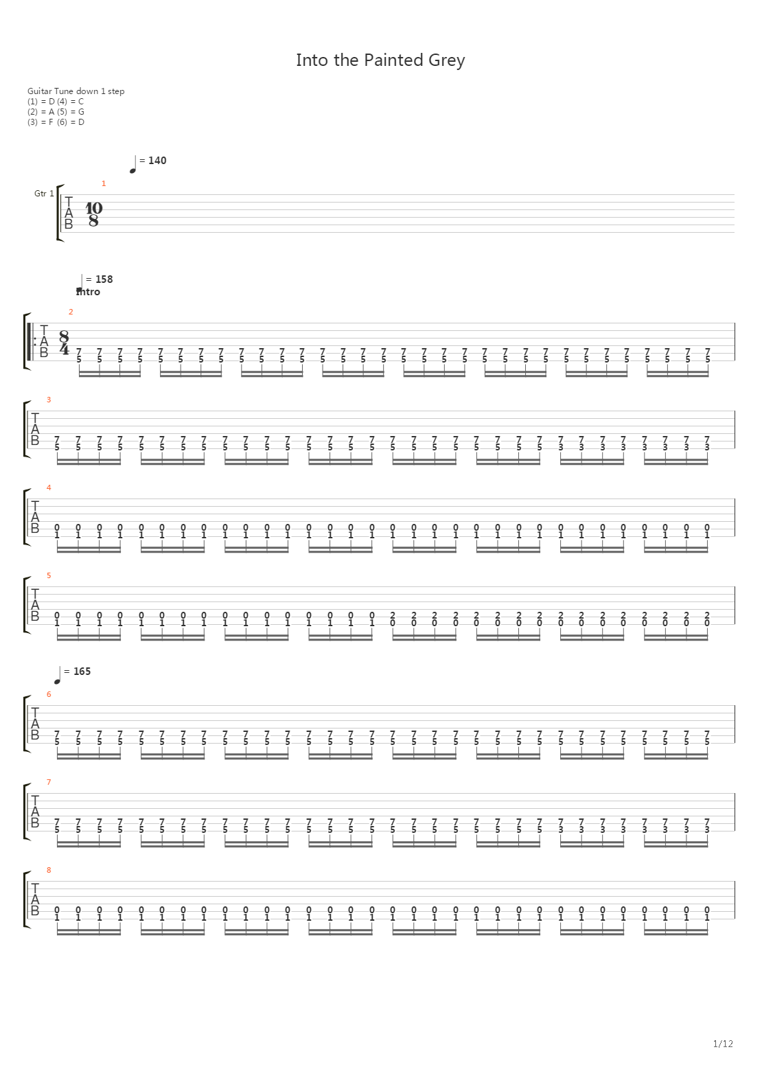 Into The Painted Grey吉他谱