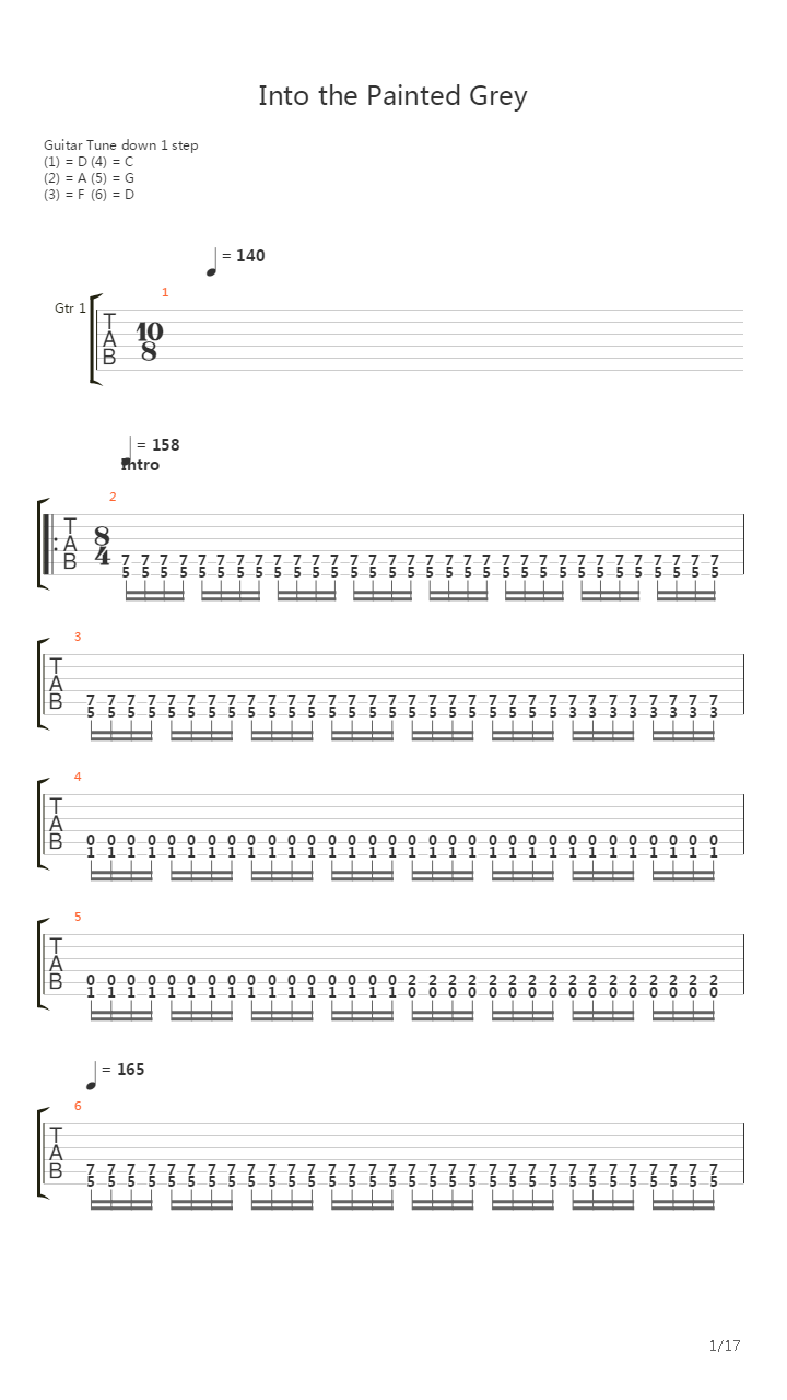 Into The Painted Grey吉他谱