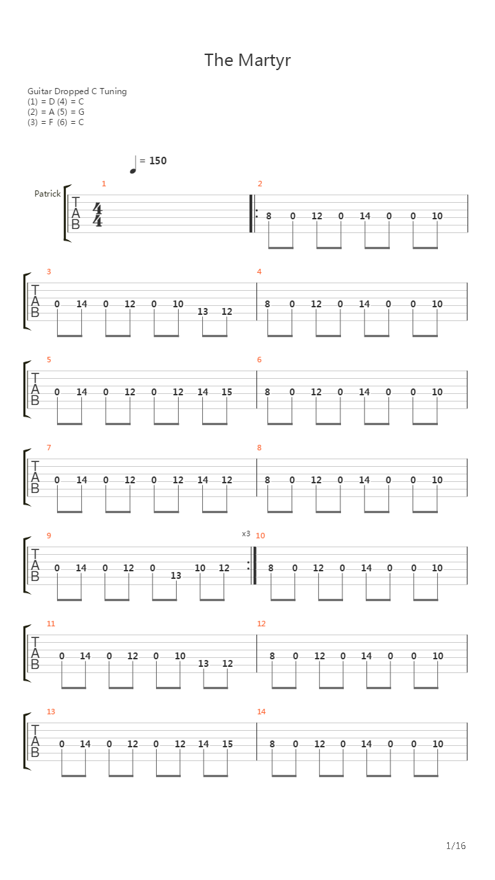 The Martyr吉他谱