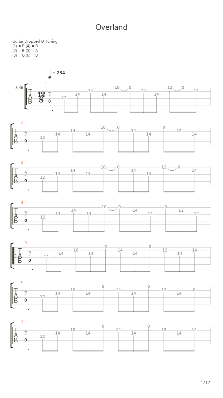 Overland吉他谱