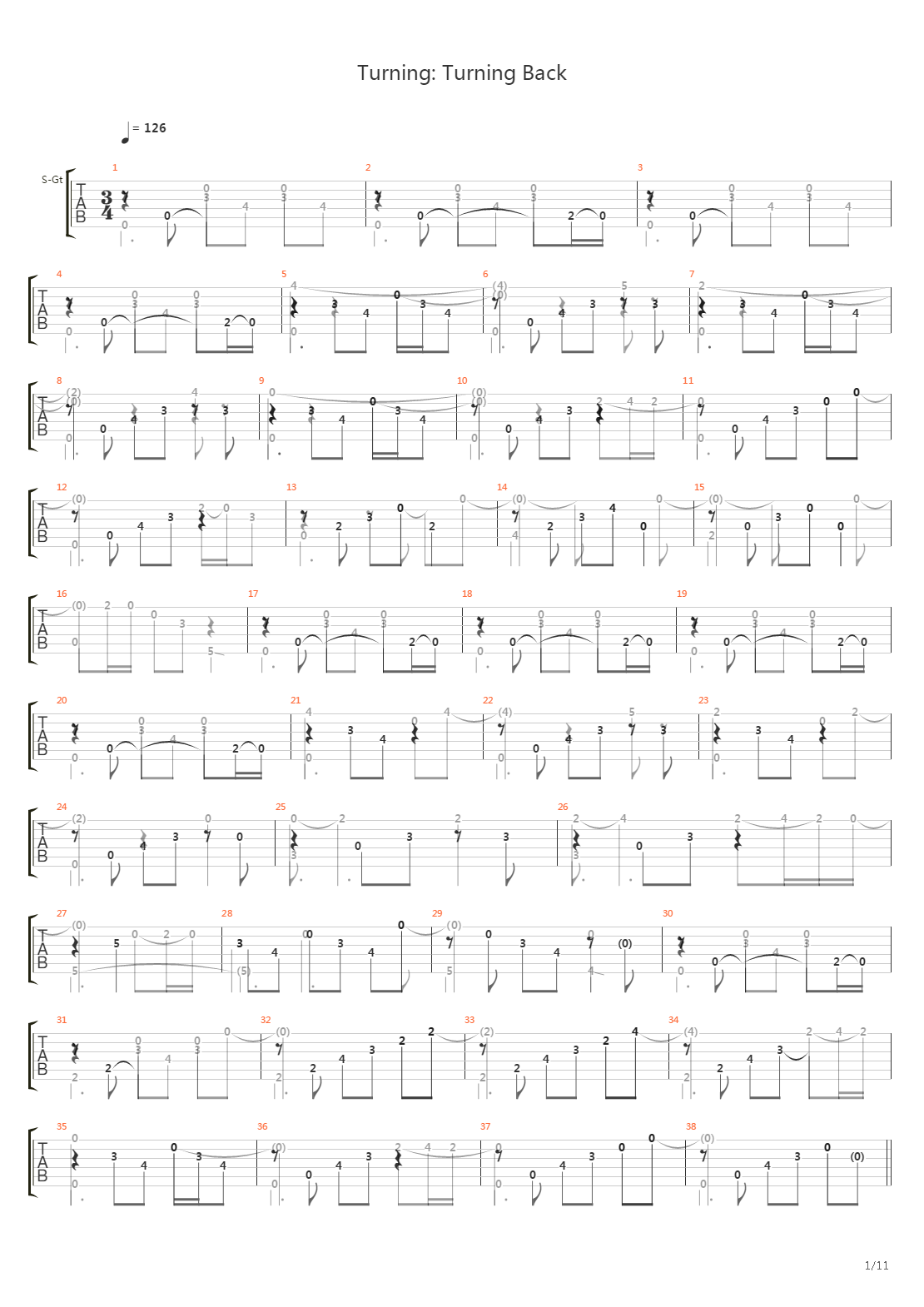 Turning Turning Back吉他谱