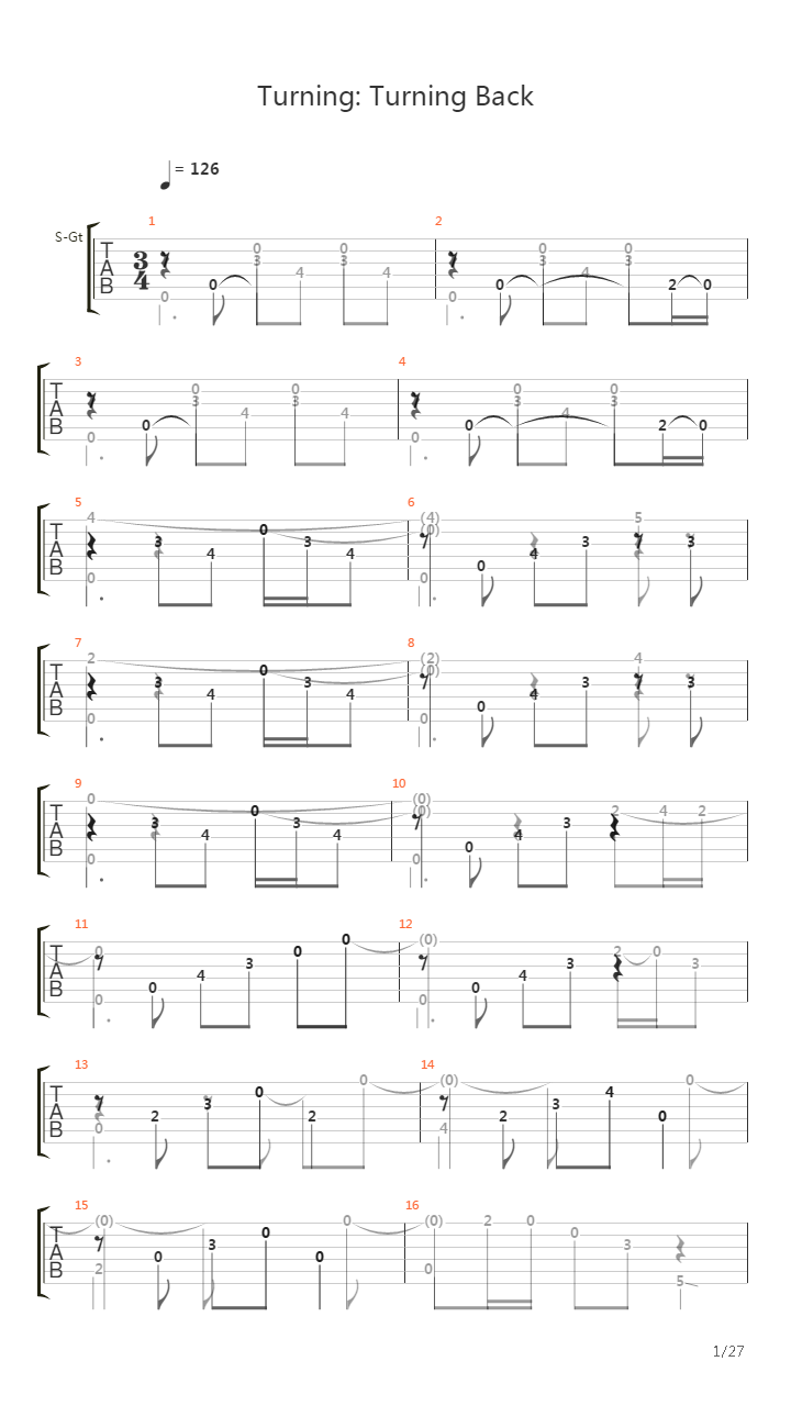 Turning Turning Back吉他谱