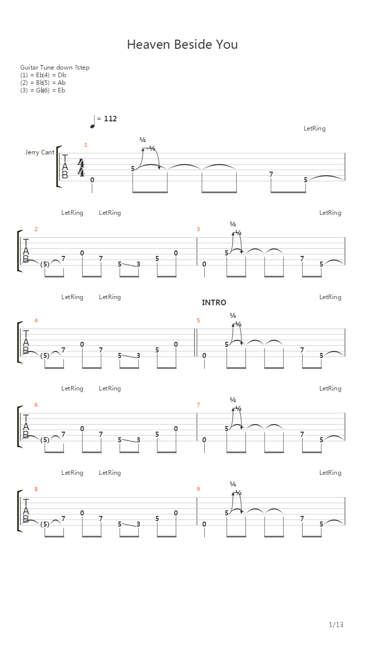 Heaven Beside You吉他谱