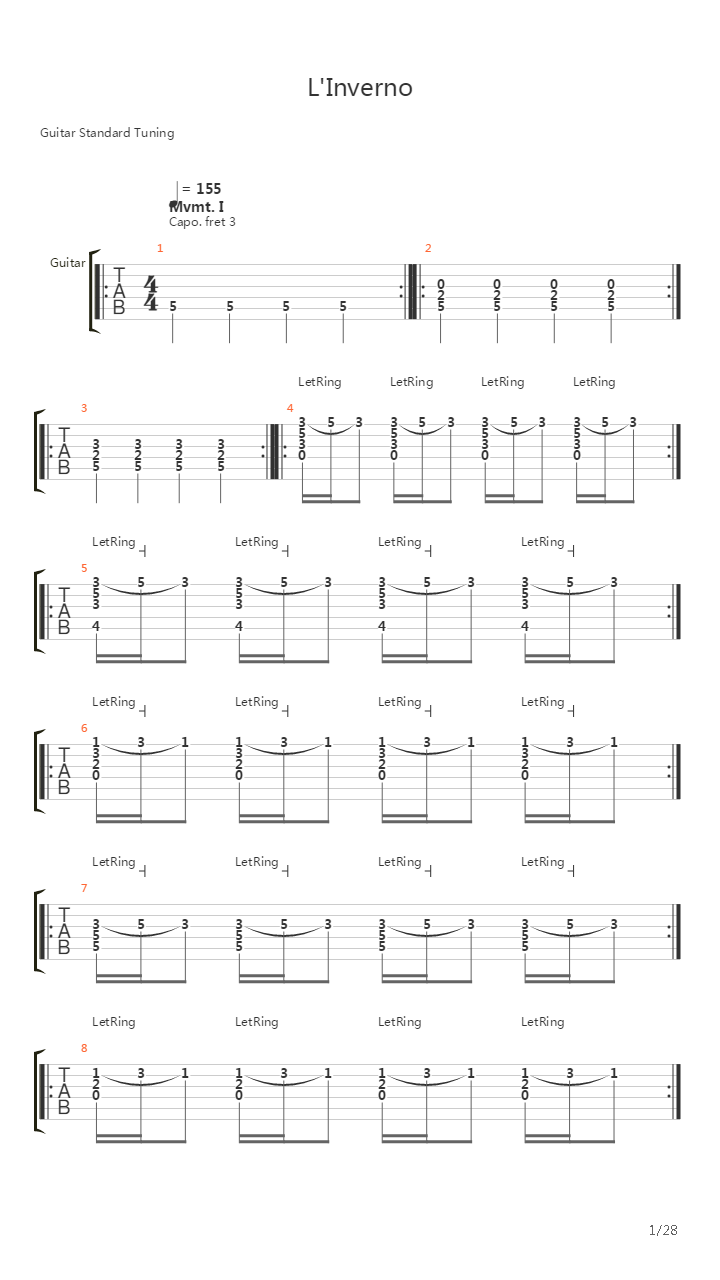 Concerto No 4 In F Minor Op 8 Rv 297 Winter吉他谱