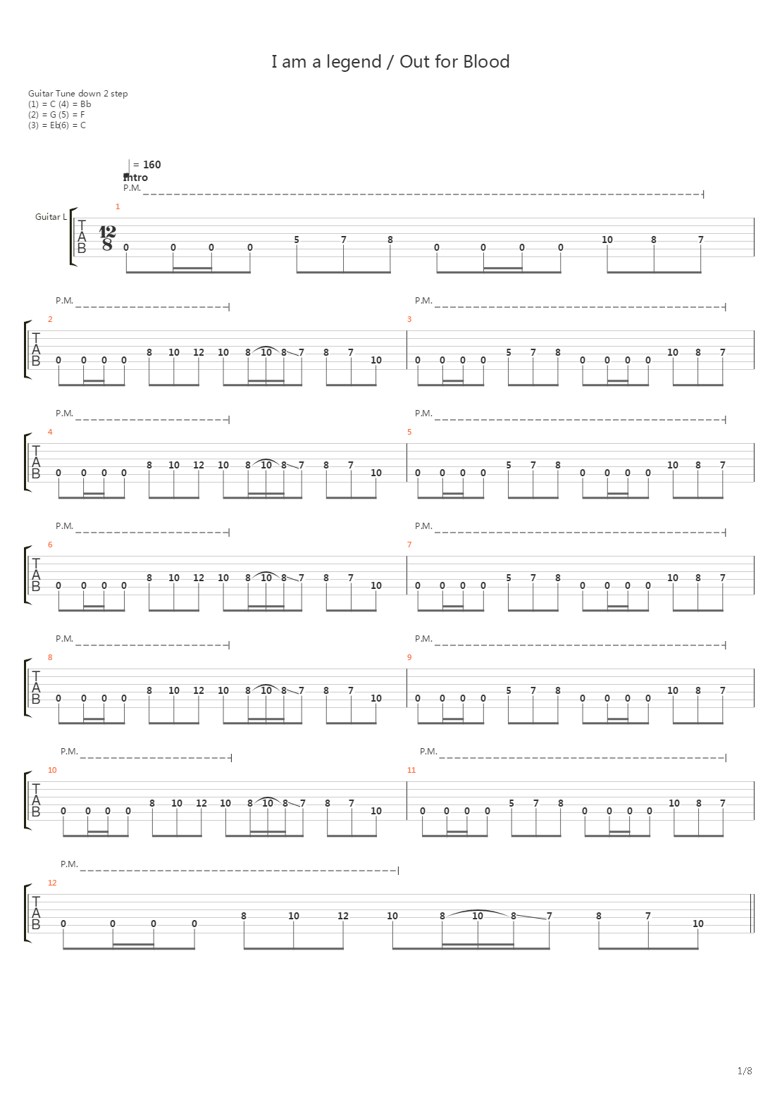 I Am Legend Out For Blood吉他谱