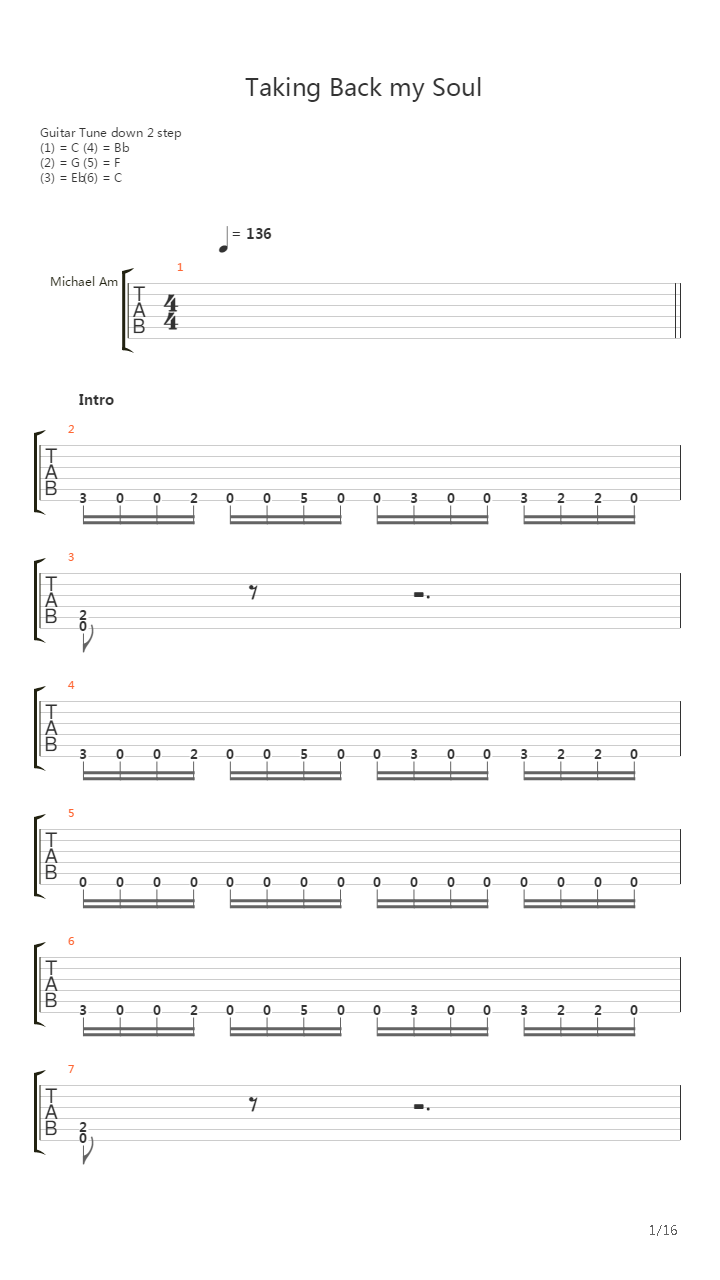 Taking Back My Soul吉他谱
