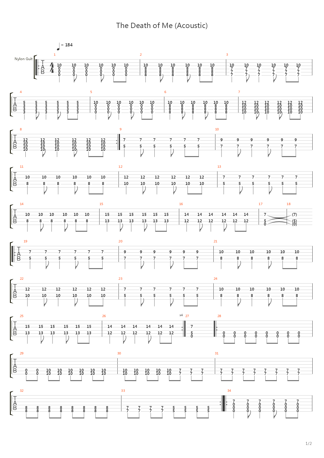 The Death Of Me吉他谱