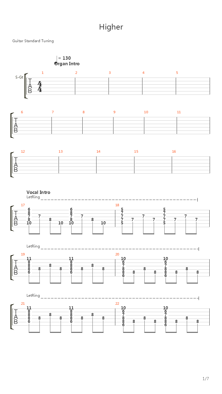 Higher吉他谱