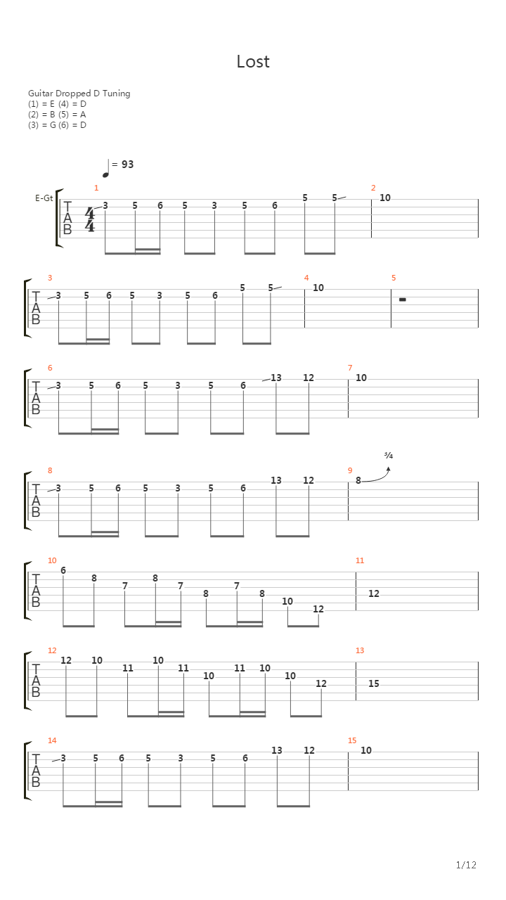 Lost吉他谱