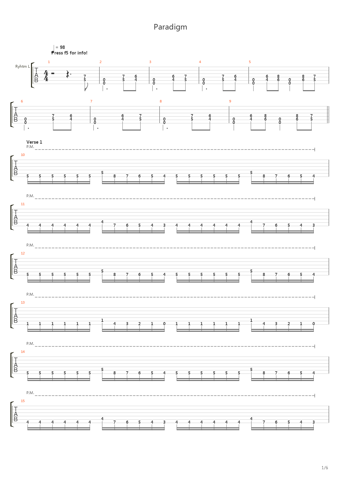 Paradigm吉他谱