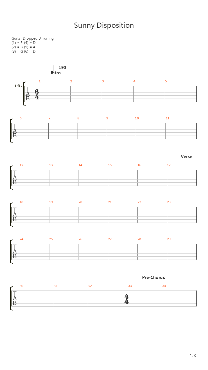 Sunny Disposition吉他谱
