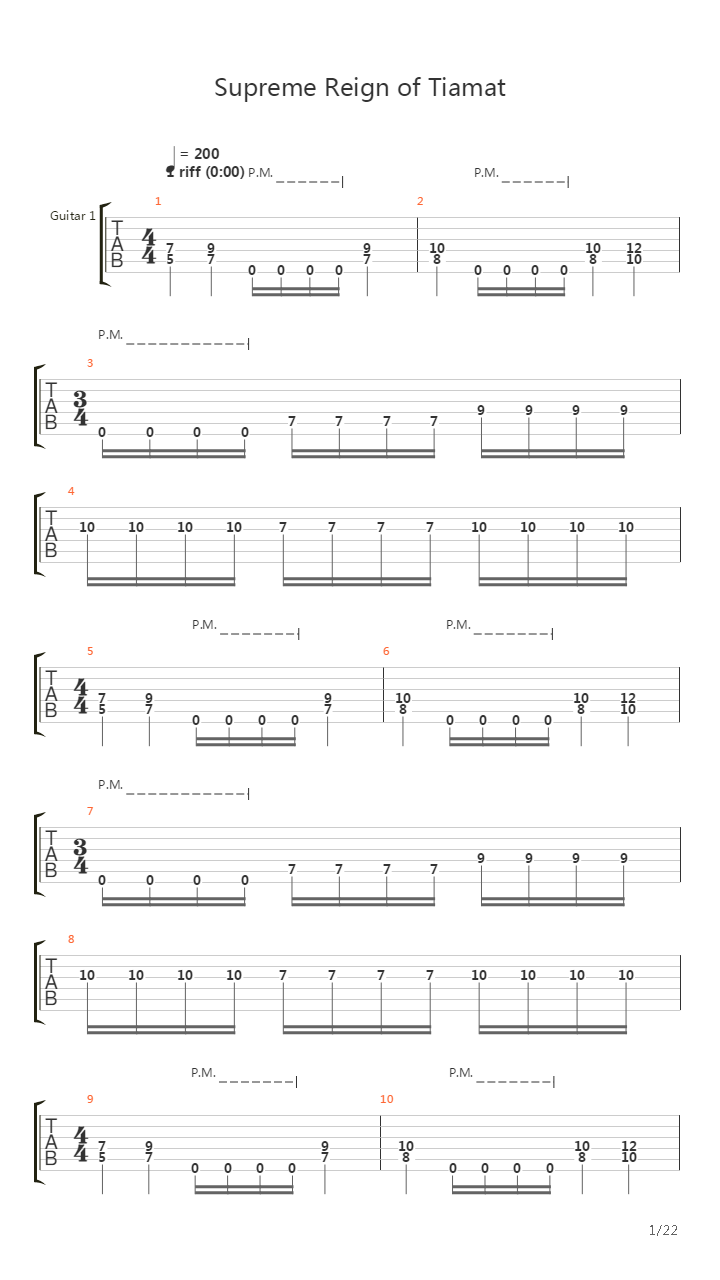 Supreme Reign Of Tiamat吉他谱