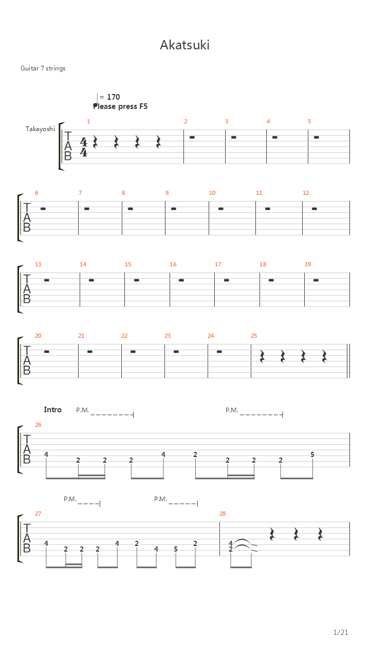 Akatsuki吉他谱