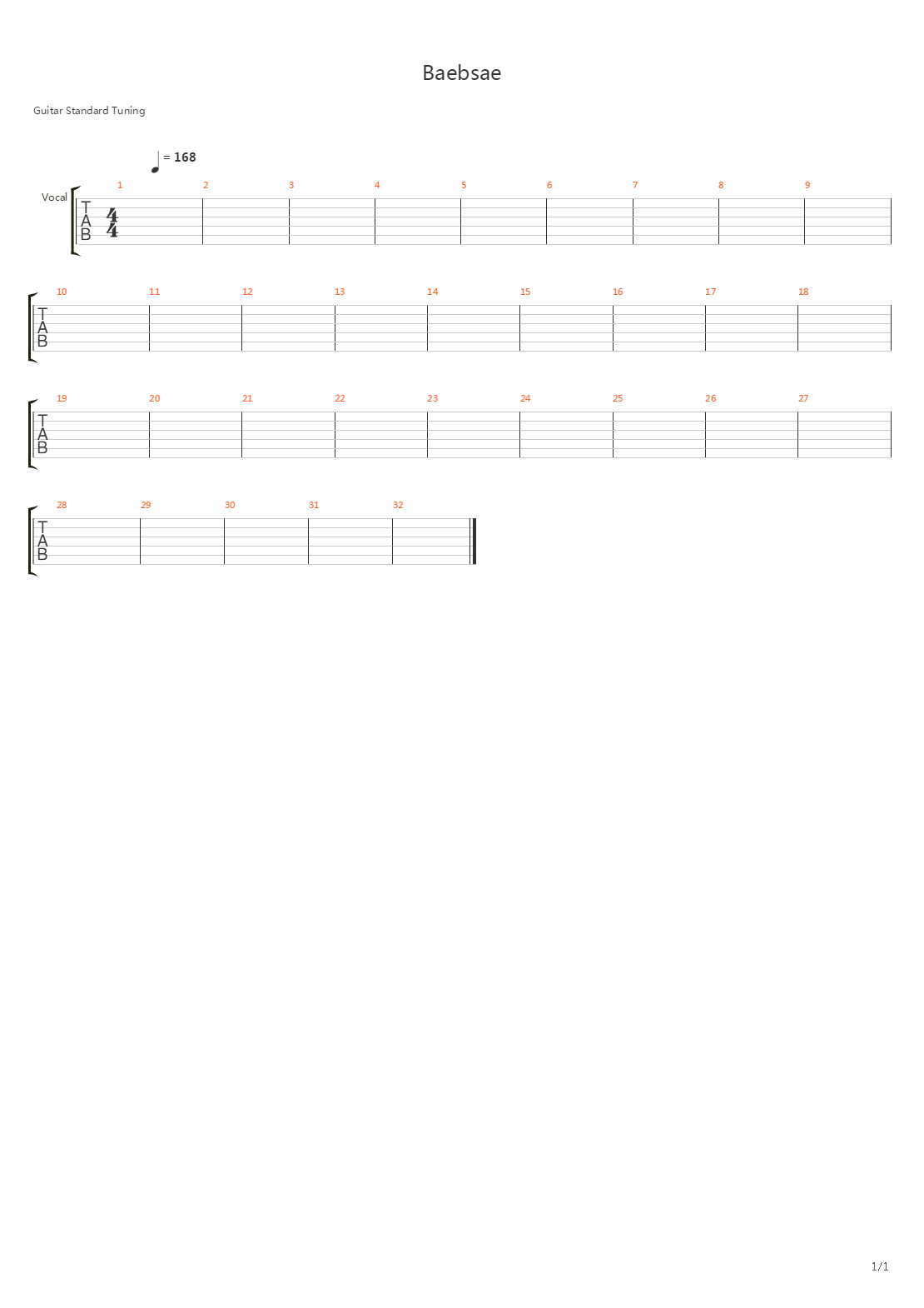 Baebsae吉他谱