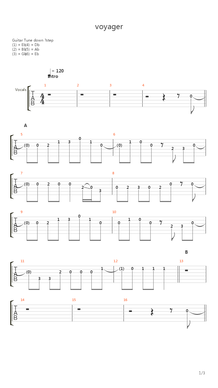 Voyager吉他谱
