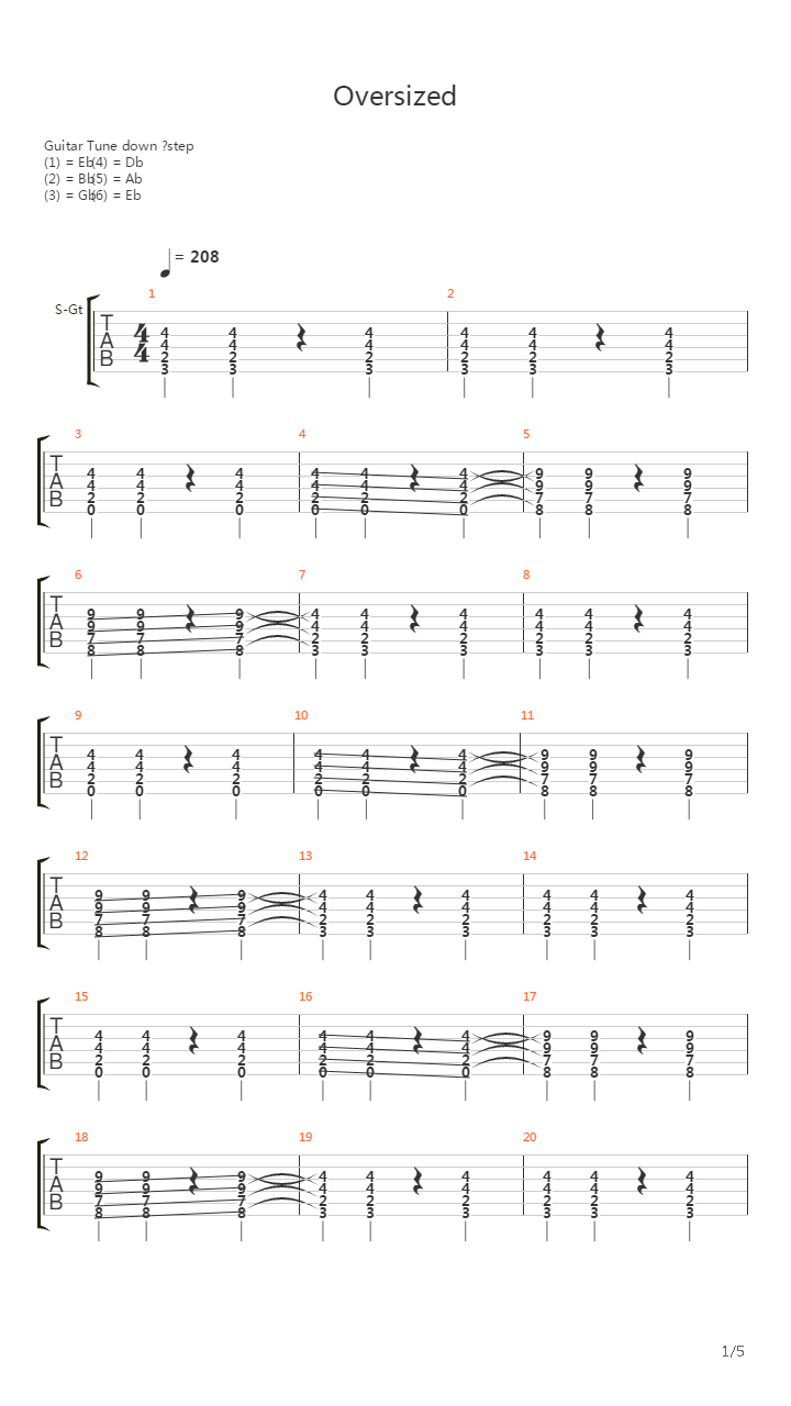 Oversized吉他谱