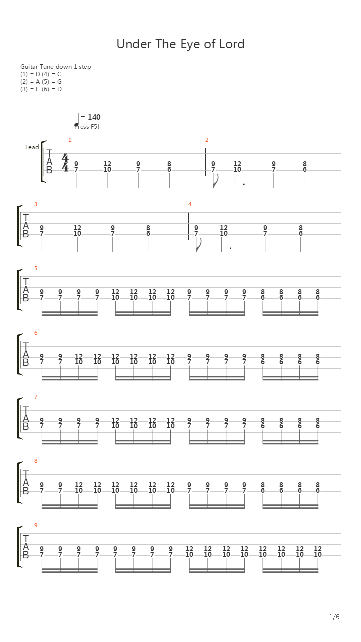Under The Eye Of Lord吉他谱