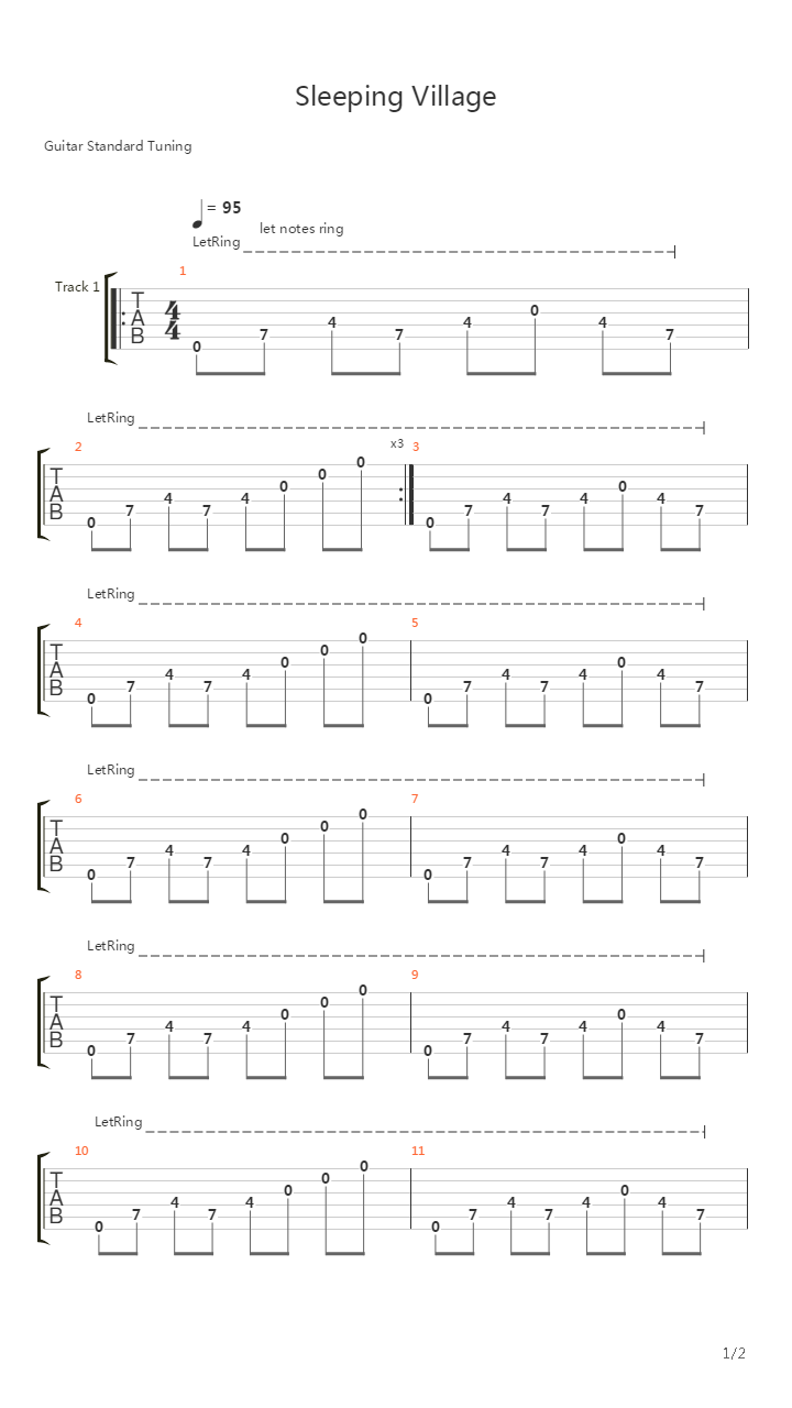 A Bit Of Finger Sleeping Village Warning吉他谱