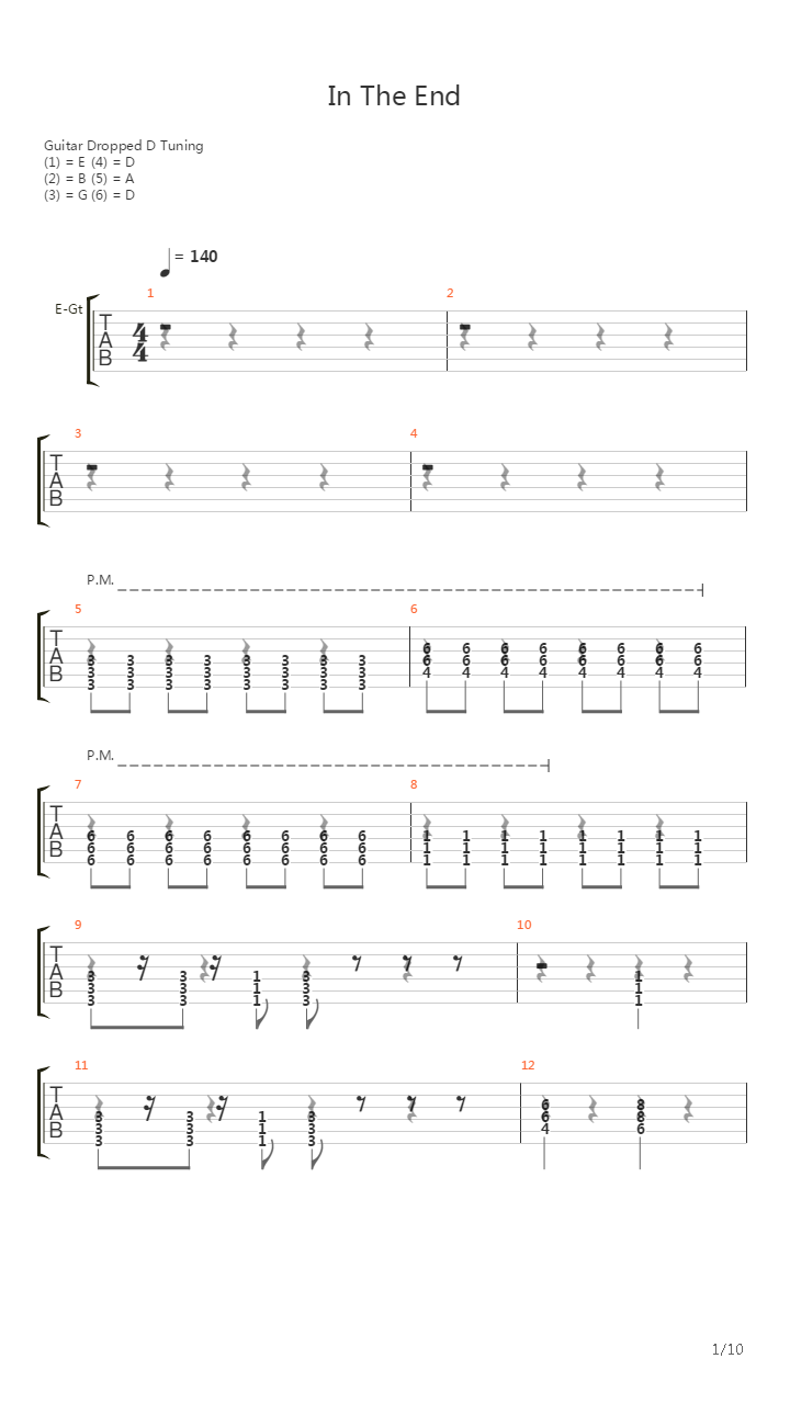 In The End吉他谱