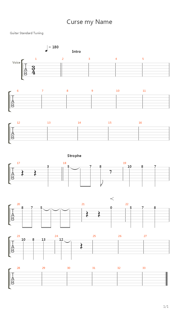 Curse My Name吉他谱