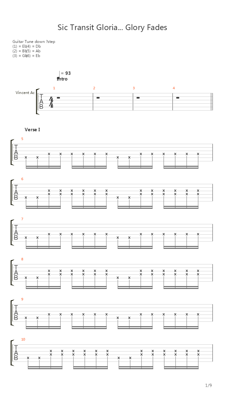 Sic Transit Gloria Glory Fades吉他谱