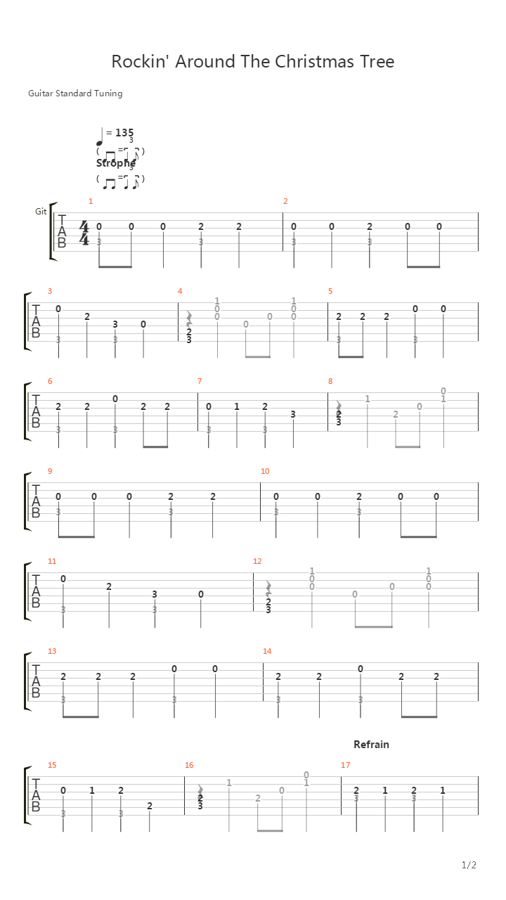 Rockin Around The Christmas Tree吉他谱