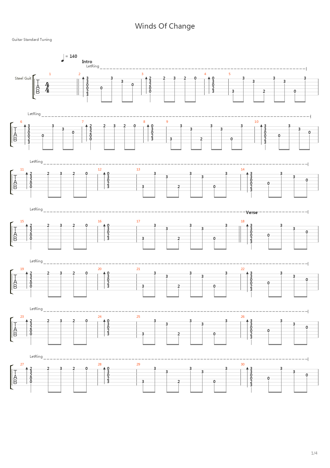 Winds Of Change吉他谱