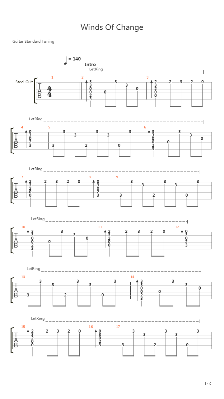 Winds Of Change吉他谱