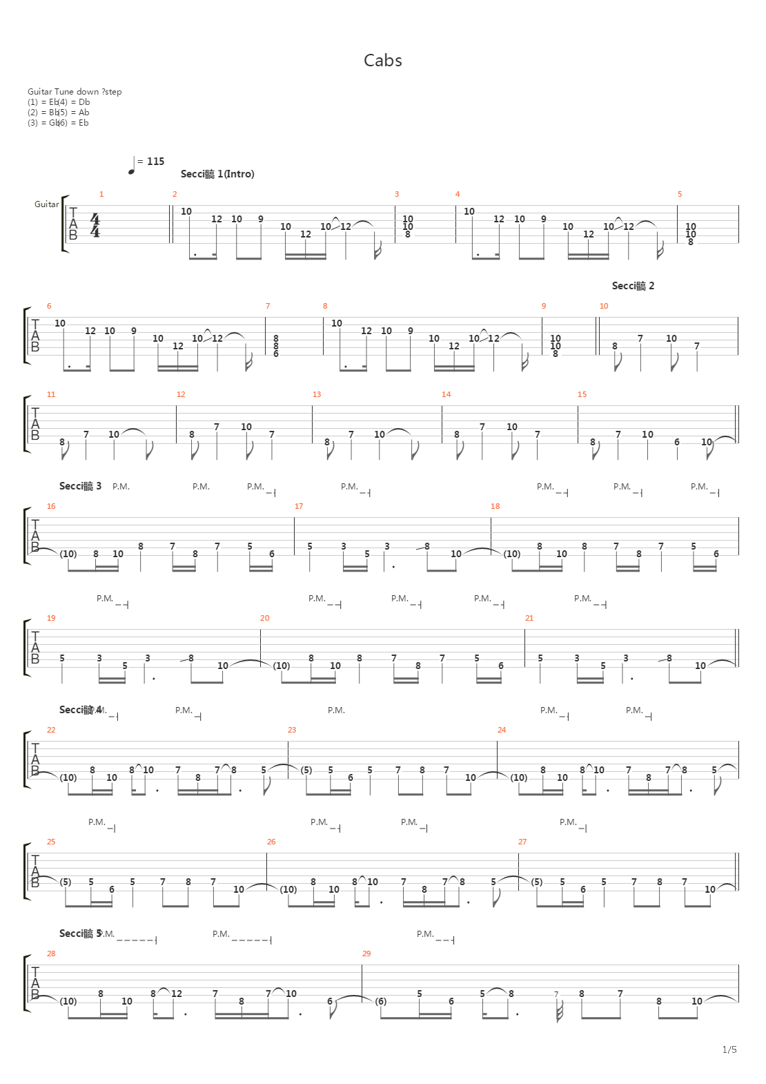 Cabs吉他谱