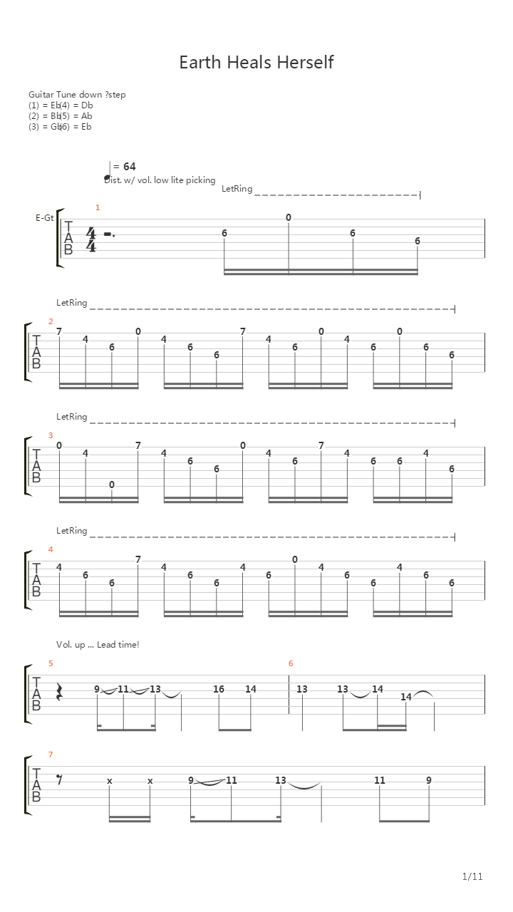 Earth Heals Herself吉他谱