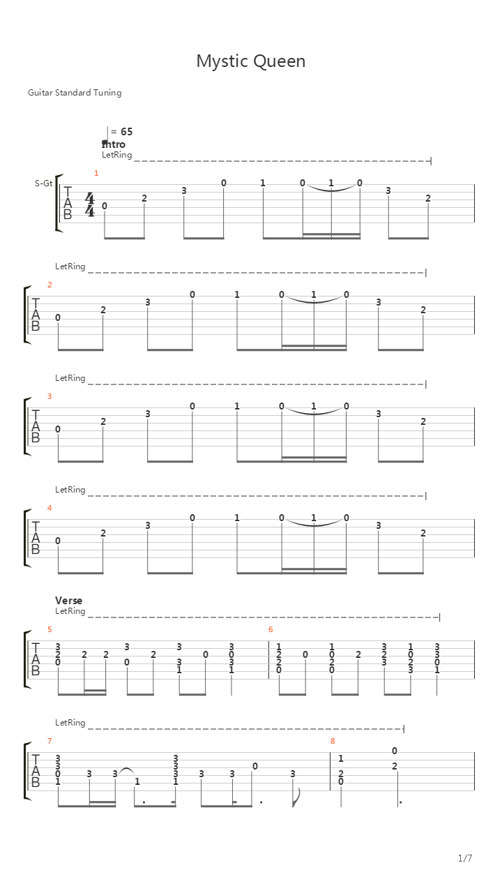 Mystic Queen吉他谱
